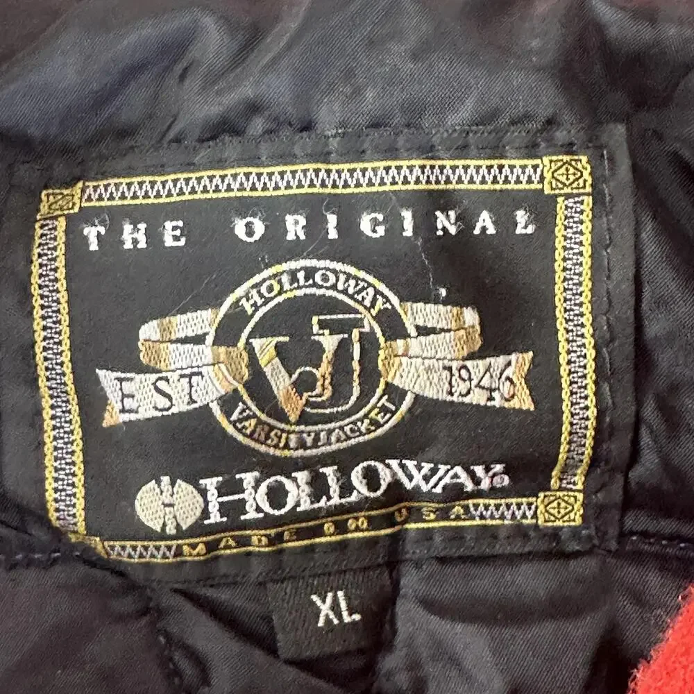 Vintage Holloway Varsity Jacket Mens XL Red Wool Mustangs Letterman P Patch
